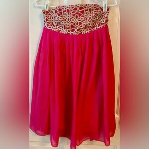 Lilly Pulitzer Jillie Dress Silk Chiffon Pleated Pink  Sz 0